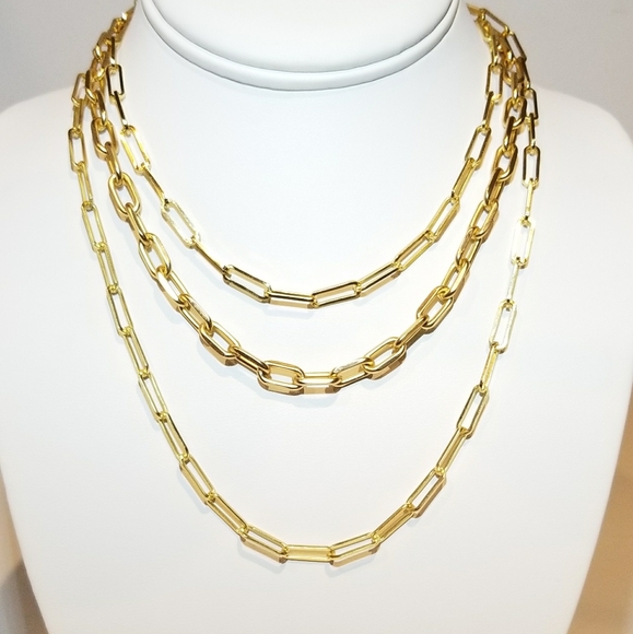 Modern Matte Gold Paperclip Chain Necklaces NEW - Picture 6 of 12